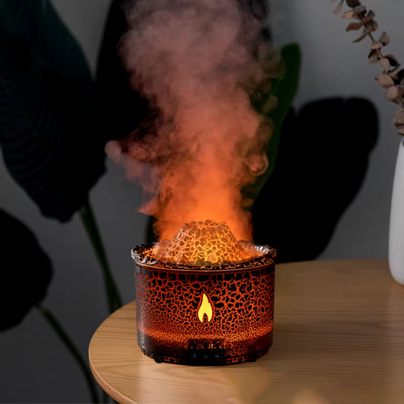 Volcano Aromatherapy Machine Desktop Essential Oil Diffuser Flame Humidifier Household Night Light Decoration