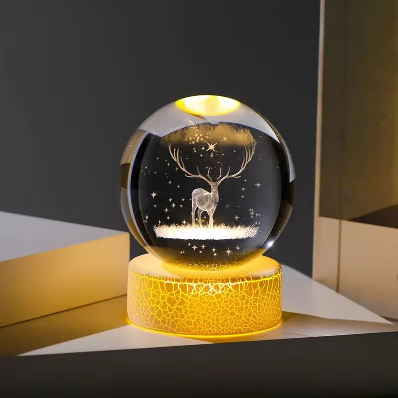 Creat Crystal Ball USB Night Light with Milky Way Galaxy LED Children Night Lamp for Bedroom Ambient Light Christmas Gift