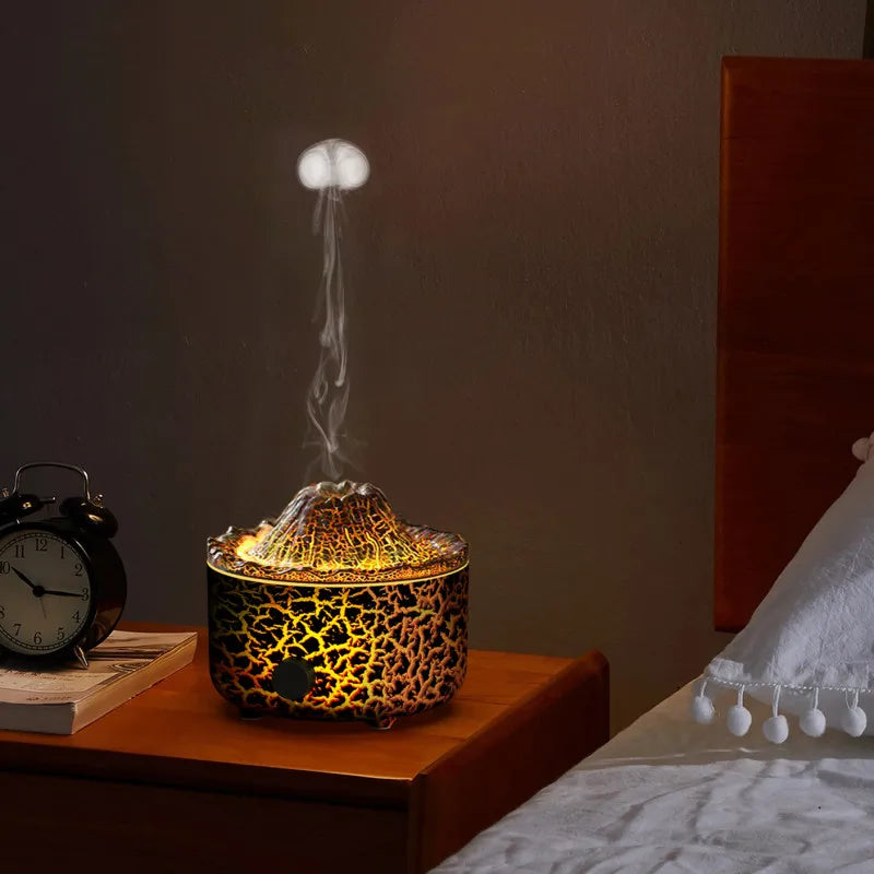 Aromatherapy Essential Oil Diffuser 560Ml Ultrasonic Cool Mist Diffuser Humidifier with Flame & Volcano Controller for Home